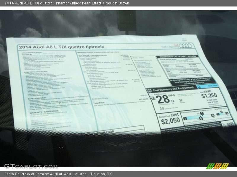  2014 A8 L TDI quattro Window Sticker