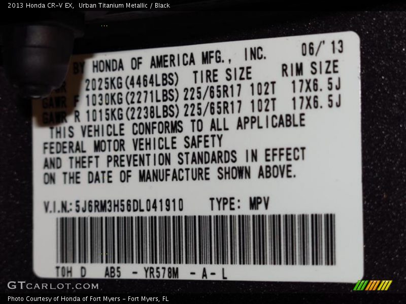 Urban Titanium Metallic / Black 2013 Honda CR-V EX