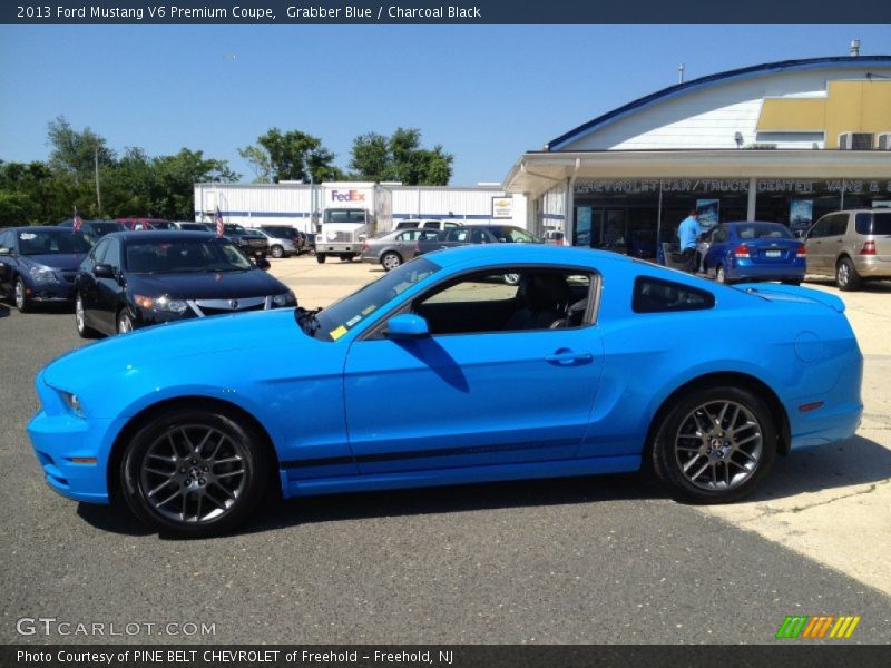 Grabber Blue / Charcoal Black 2013 Ford Mustang V6 Premium Coupe