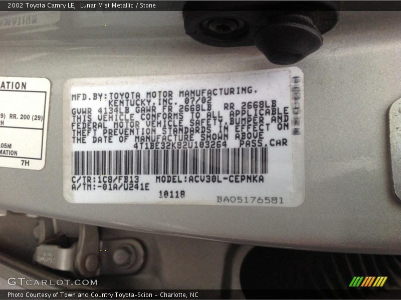 Lunar Mist Metallic / Stone 2002 Toyota Camry LE