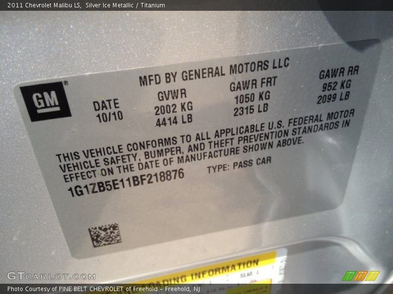 Silver Ice Metallic / Titanium 2011 Chevrolet Malibu LS