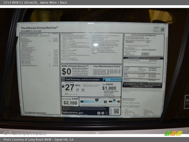 Alpine White / Black 2014 BMW X1 sDrive28i