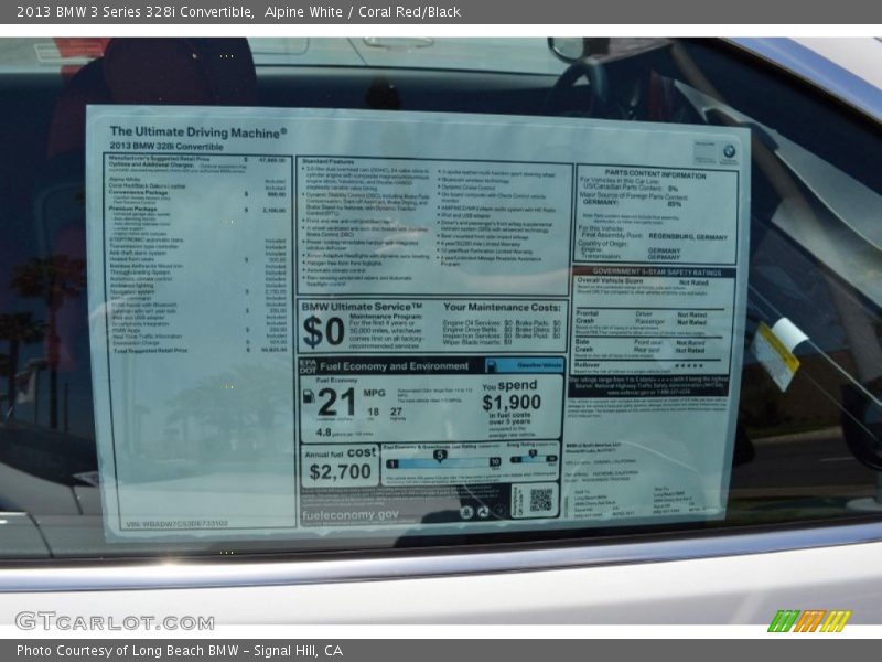 Alpine White / Coral Red/Black 2013 BMW 3 Series 328i Convertible