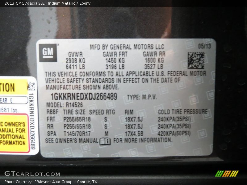 Iridium Metallic / Ebony 2013 GMC Acadia SLE