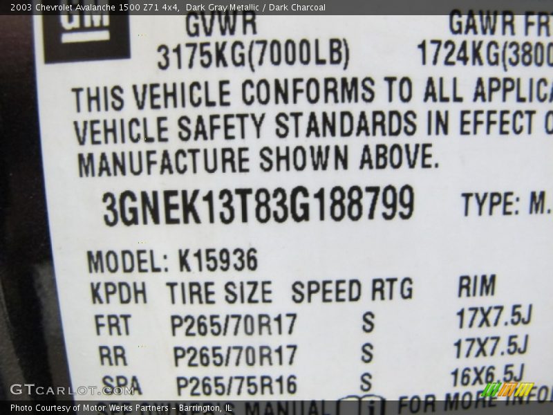 Dark Gray Metallic / Dark Charcoal 2003 Chevrolet Avalanche 1500 Z71 4x4