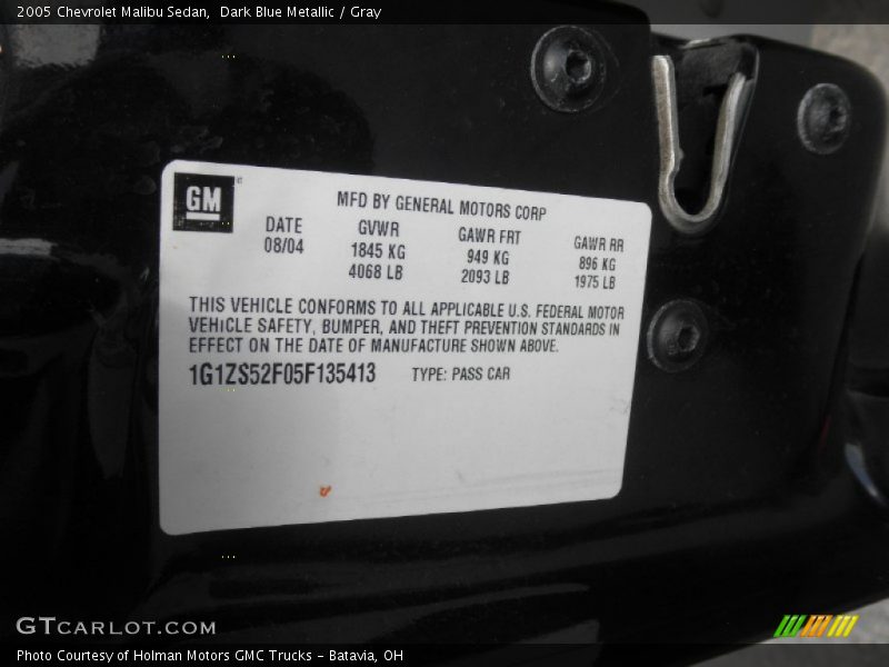 Dark Blue Metallic / Gray 2005 Chevrolet Malibu Sedan