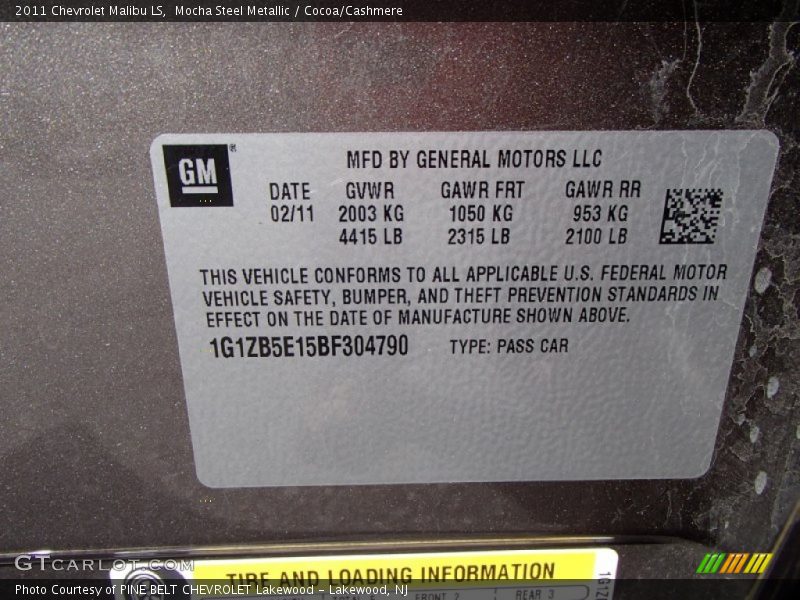 Mocha Steel Metallic / Cocoa/Cashmere 2011 Chevrolet Malibu LS