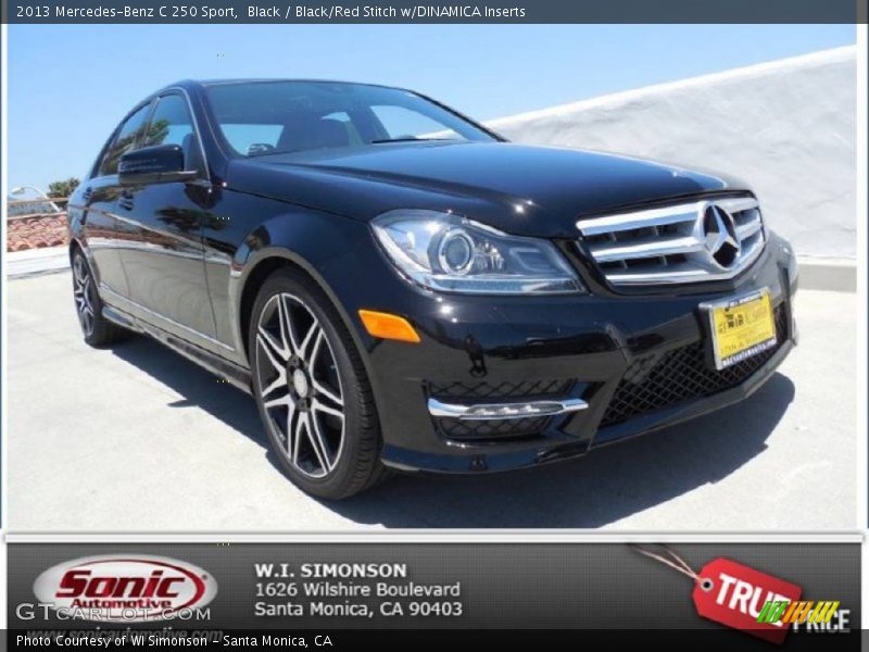 Black / Black/Red Stitch w/DINAMICA Inserts 2013 Mercedes-Benz C 250 Sport