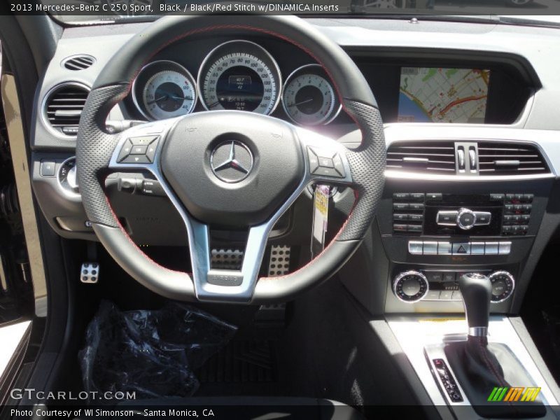 Black / Black/Red Stitch w/DINAMICA Inserts 2013 Mercedes-Benz C 250 Sport