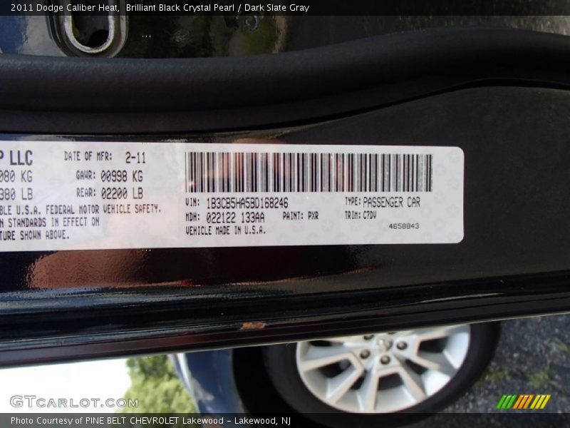 Brilliant Black Crystal Pearl / Dark Slate Gray 2011 Dodge Caliber Heat