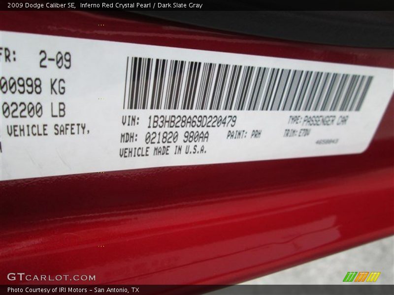 Inferno Red Crystal Pearl / Dark Slate Gray 2009 Dodge Caliber SE
