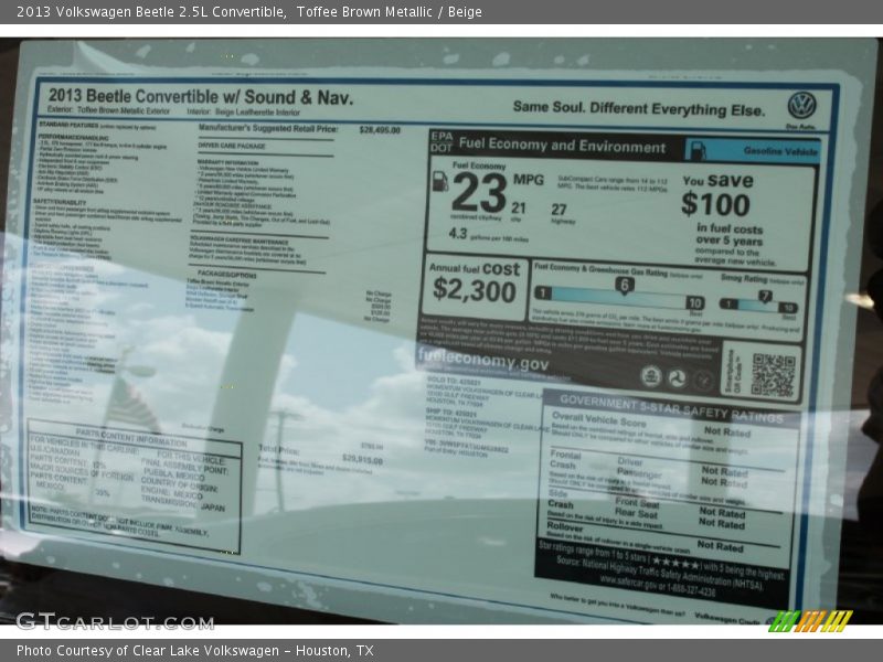 Toffee Brown Metallic / Beige 2013 Volkswagen Beetle 2.5L Convertible
