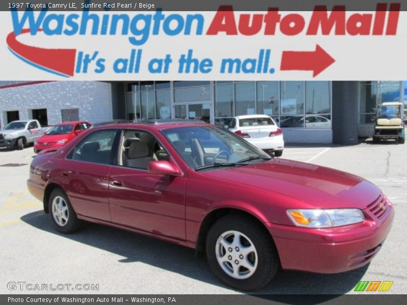 Sunfire Red Pearl / Beige 1997 Toyota Camry LE
