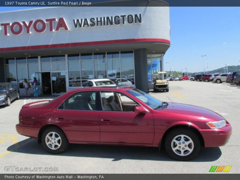 Sunfire Red Pearl / Beige 1997 Toyota Camry LE