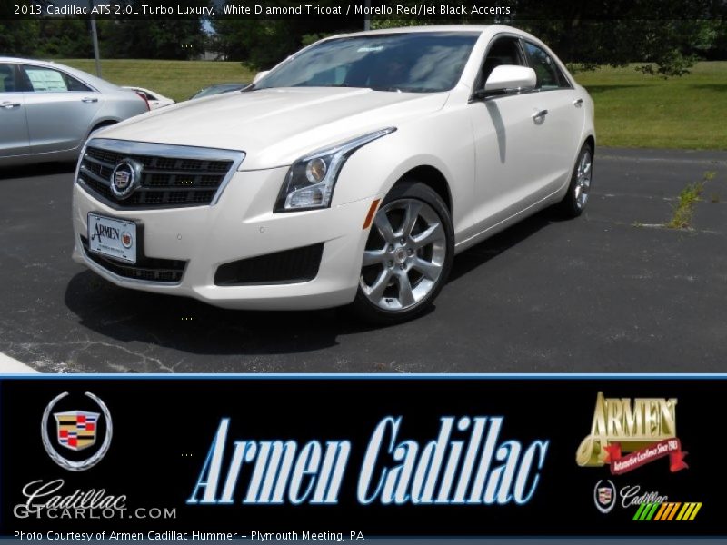 White Diamond Tricoat / Morello Red/Jet Black Accents 2013 Cadillac ATS 2.0L Turbo Luxury