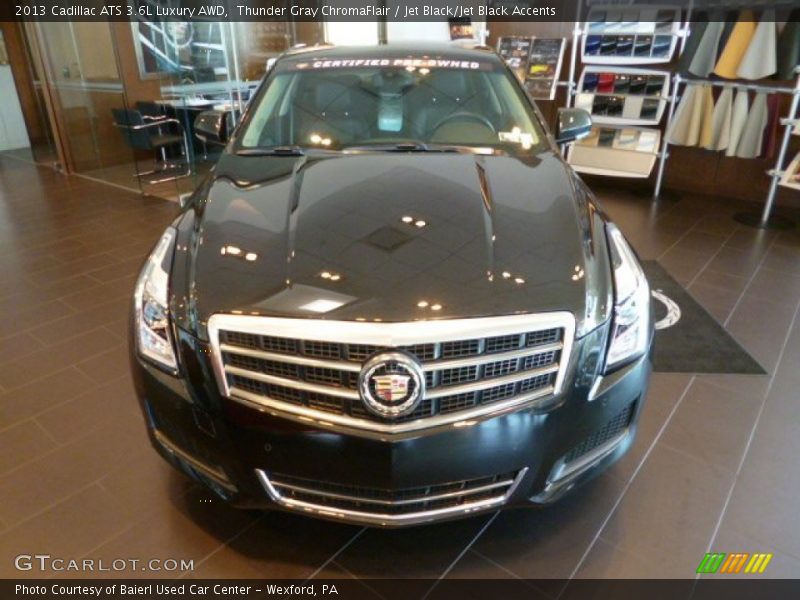 Thunder Gray ChromaFlair / Jet Black/Jet Black Accents 2013 Cadillac ATS 3.6L Luxury AWD