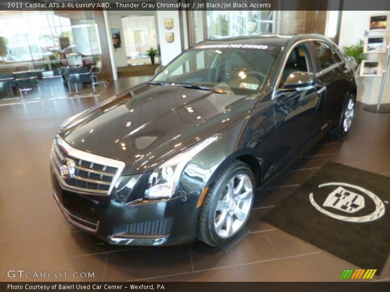Thunder Gray ChromaFlair / Jet Black/Jet Black Accents 2013 Cadillac ATS 3.6L Luxury AWD