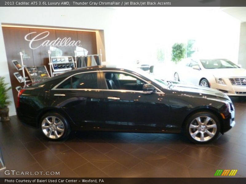 Thunder Gray ChromaFlair / Jet Black/Jet Black Accents 2013 Cadillac ATS 3.6L Luxury AWD