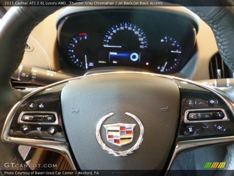 Thunder Gray ChromaFlair / Jet Black/Jet Black Accents 2013 Cadillac ATS 3.6L Luxury AWD
