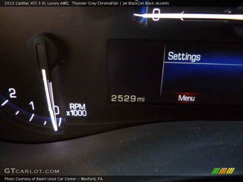 Thunder Gray ChromaFlair / Jet Black/Jet Black Accents 2013 Cadillac ATS 3.6L Luxury AWD