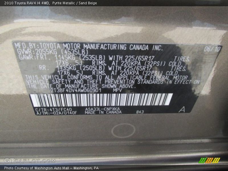 Pyrite Metallic / Sand Beige 2010 Toyota RAV4 I4 4WD