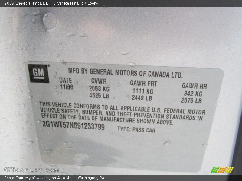 Silver Ice Metallic / Ebony 2009 Chevrolet Impala LT