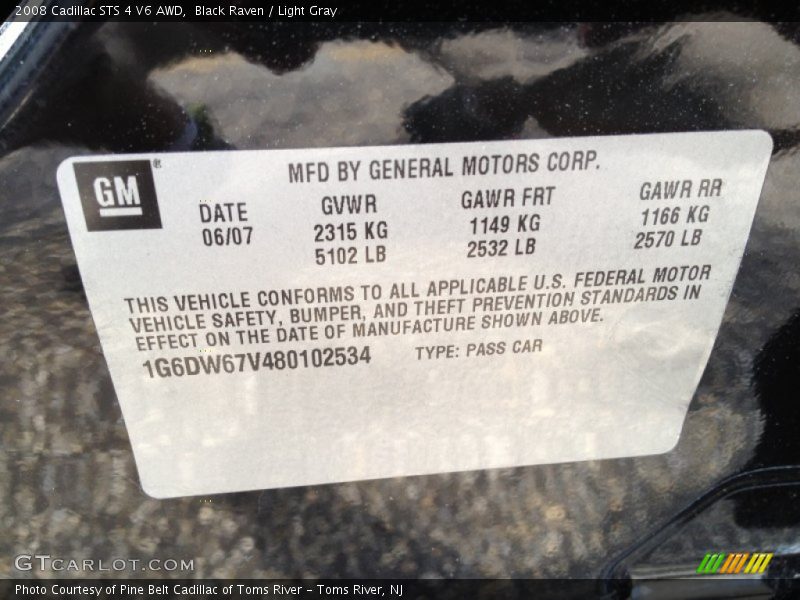 Black Raven / Light Gray 2008 Cadillac STS 4 V6 AWD
