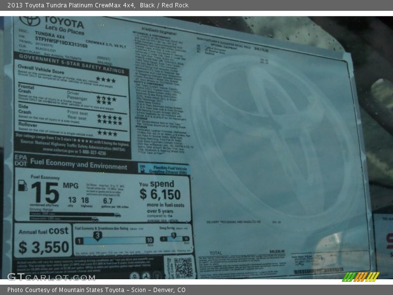 Black / Red Rock 2013 Toyota Tundra Platinum CrewMax 4x4