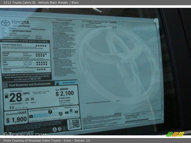 Attitude Black Metallic / Black 2013 Toyota Camry SE