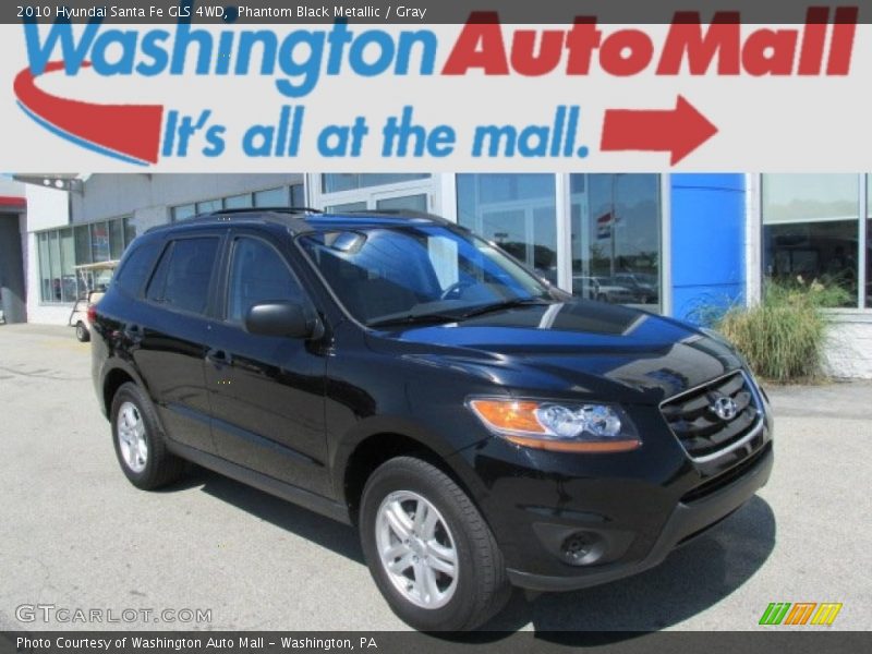 Phantom Black Metallic / Gray 2010 Hyundai Santa Fe GLS 4WD