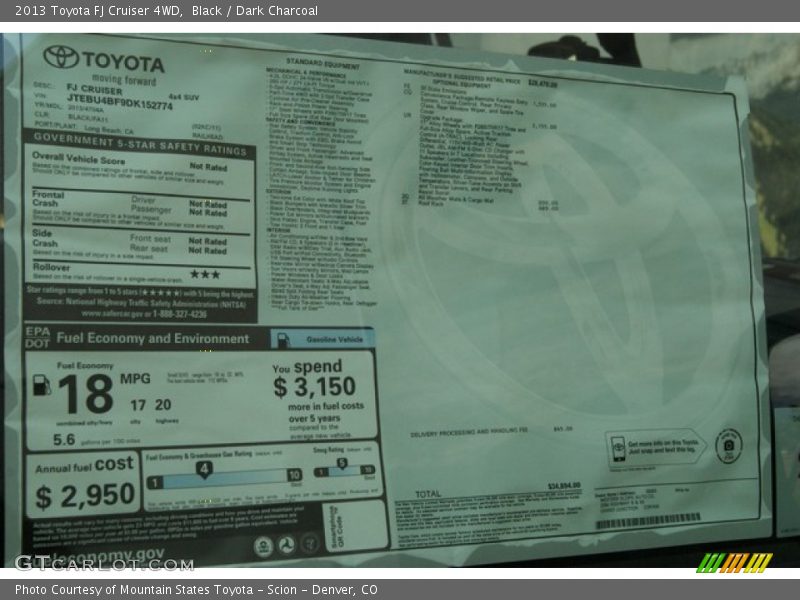 Black / Dark Charcoal 2013 Toyota FJ Cruiser 4WD