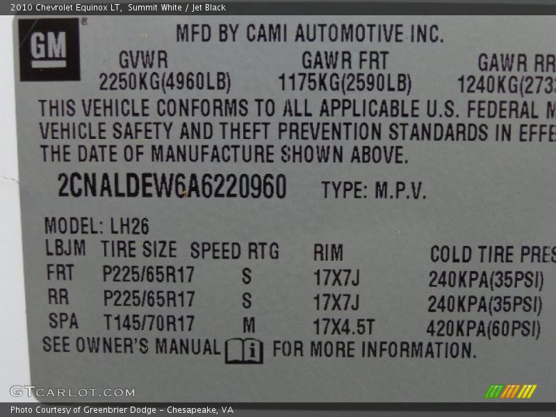 Summit White / Jet Black 2010 Chevrolet Equinox LT