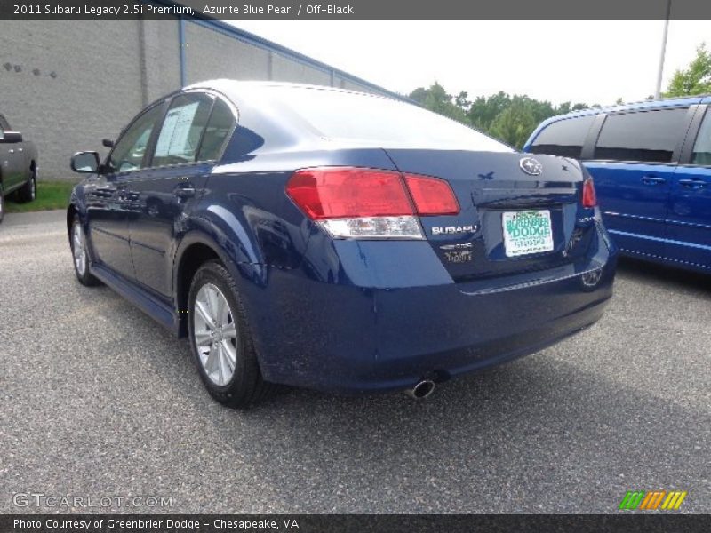 Azurite Blue Pearl / Off-Black 2011 Subaru Legacy 2.5i Premium