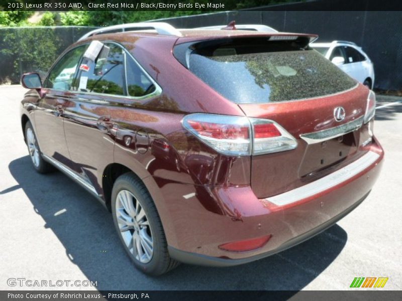 Claret Red Mica / Black/Ebony Birds Eye Maple 2013 Lexus RX 350 AWD