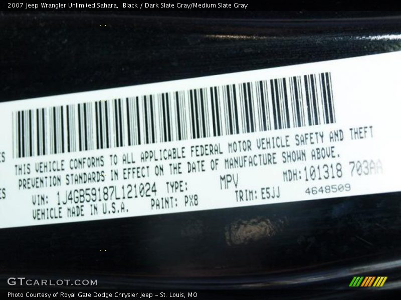 Black / Dark Slate Gray/Medium Slate Gray 2007 Jeep Wrangler Unlimited Sahara