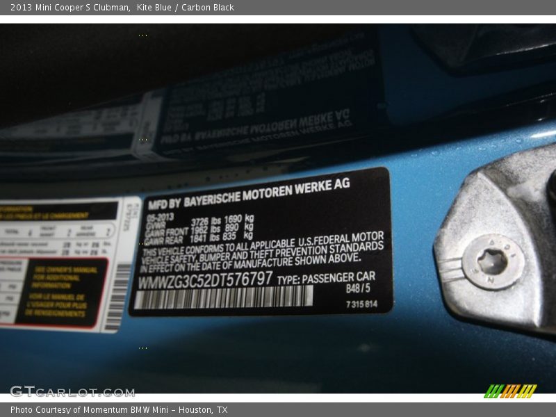 Kite Blue / Carbon Black 2013 Mini Cooper S Clubman