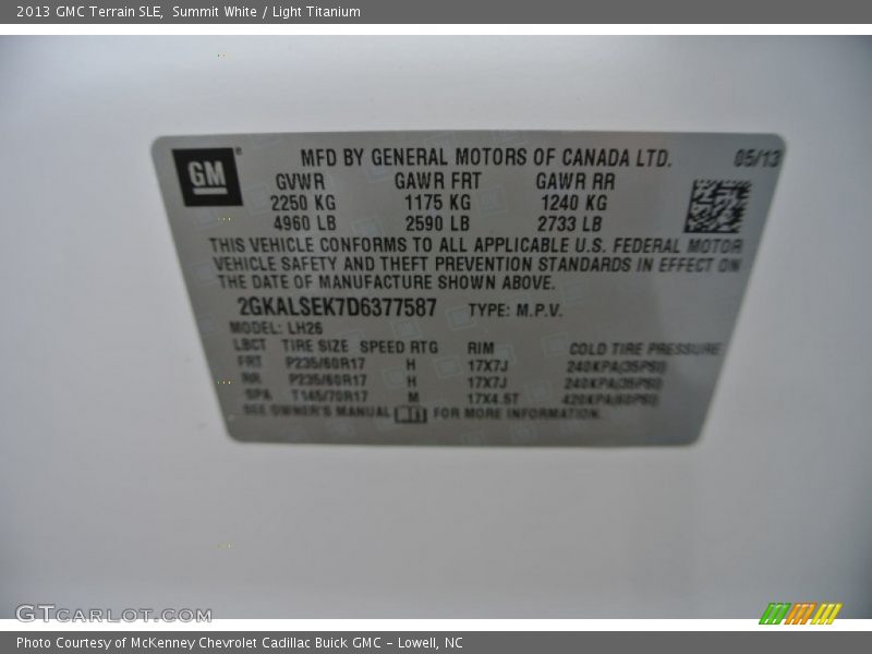 Summit White / Light Titanium 2013 GMC Terrain SLE