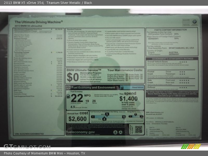 Titanium Silver Metallic / Black 2013 BMW X5 xDrive 35d