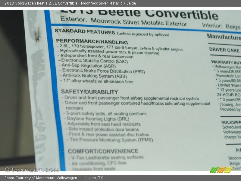 Moonrock Silver Metallic / Beige 2013 Volkswagen Beetle 2.5L Convertible