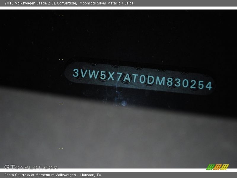 Moonrock Silver Metallic / Beige 2013 Volkswagen Beetle 2.5L Convertible