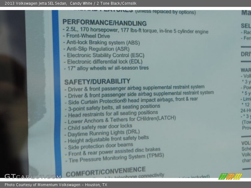 Candy White / 2 Tone Black/Cornsilk 2013 Volkswagen Jetta SEL Sedan