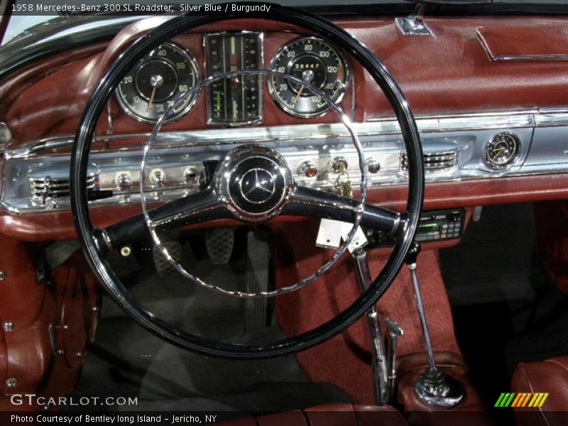 1958 Mercedes-Benz 300SL Roadster, Silver Blue / Burgundy, Steering Wheel, Dashboard - 1958 Mercedes-Benz 300 SL Roadster