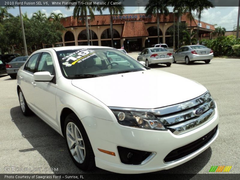 White Platinum Tri-coat Metallic / Camel 2010 Ford Fusion SEL V6