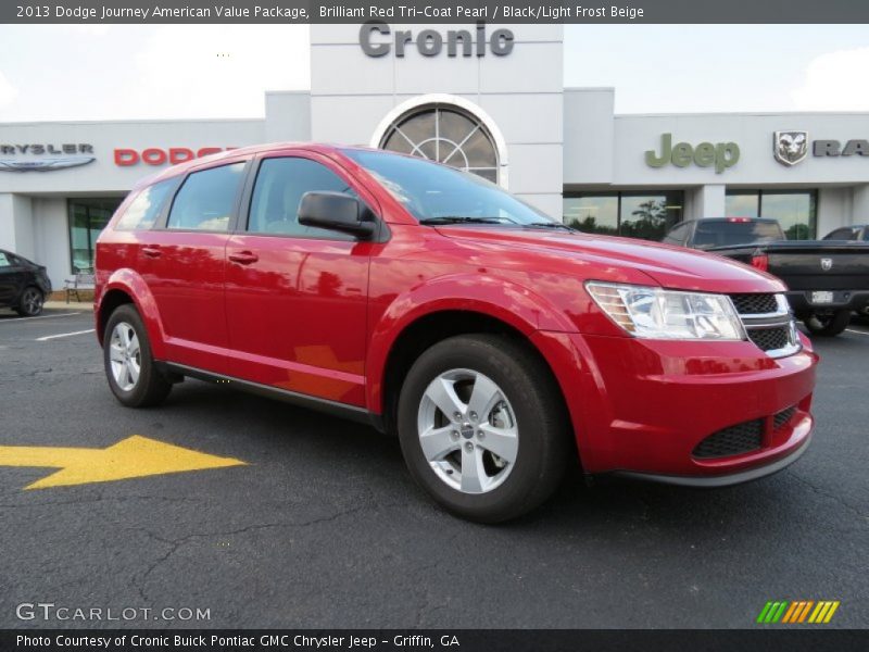 Brilliant Red Tri-Coat Pearl / Black/Light Frost Beige 2013 Dodge Journey American Value Package