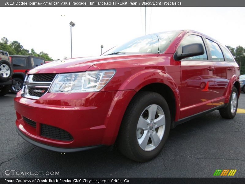 Brilliant Red Tri-Coat Pearl / Black/Light Frost Beige 2013 Dodge Journey American Value Package