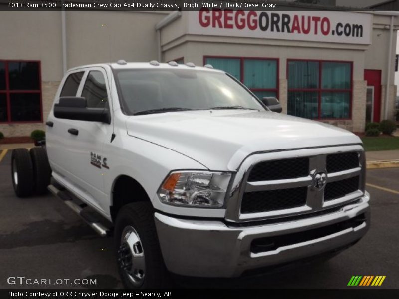 Bright White / Black/Diesel Gray 2013 Ram 3500 Tradesman Crew Cab 4x4 Dually Chassis