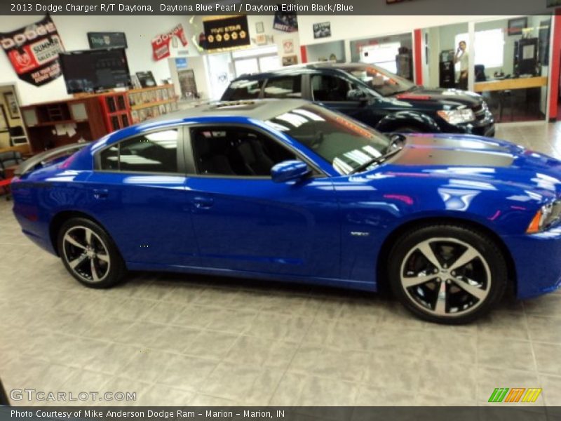 Daytona Blue Pearl / Daytona Edition Black/Blue 2013 Dodge Charger R/T Daytona