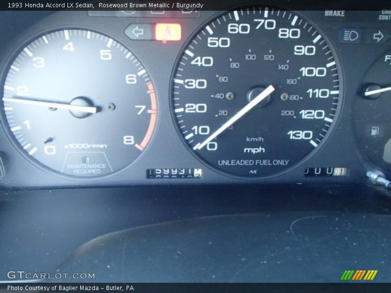 Rosewood Brown Metallic / Burgundy 1993 Honda Accord LX Sedan