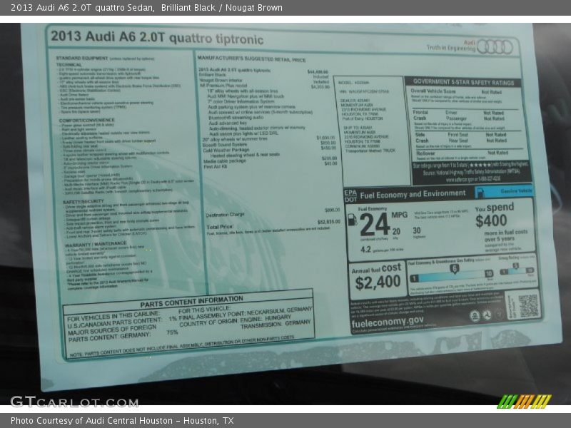 Brilliant Black / Nougat Brown 2013 Audi A6 2.0T quattro Sedan