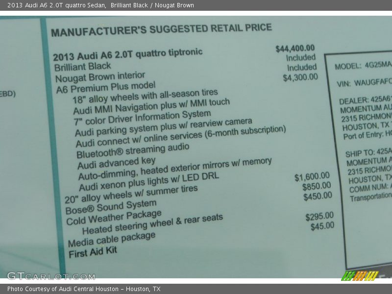 Brilliant Black / Nougat Brown 2013 Audi A6 2.0T quattro Sedan
